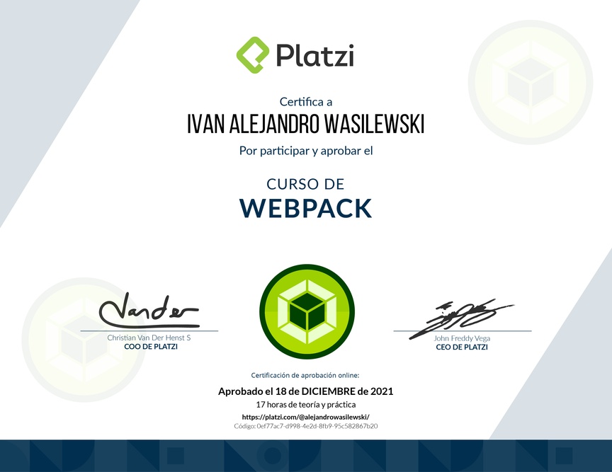 Diploma del Curso de Webpack