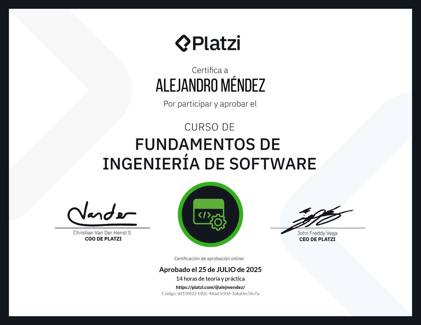 Diploma del Curso de Fundamentos de Ingeniería de Software