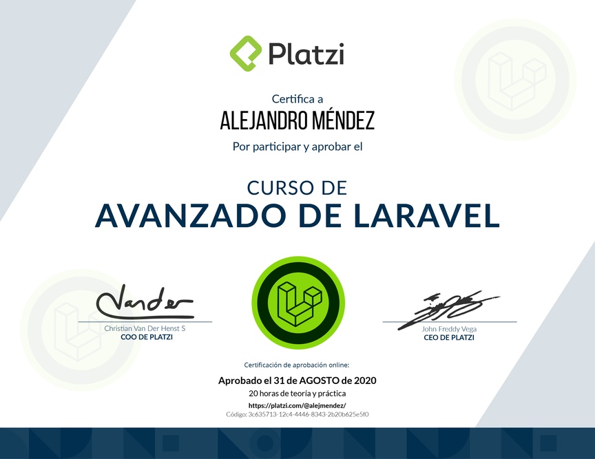 Diploma del Curso Avanzado de Laravel