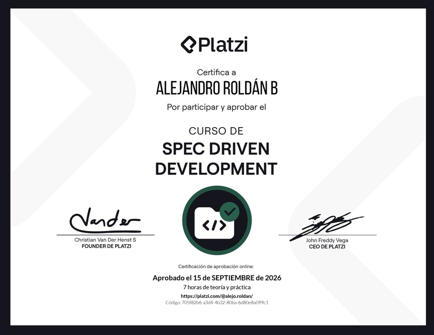 Diploma del Curso de Spec Driven Development
