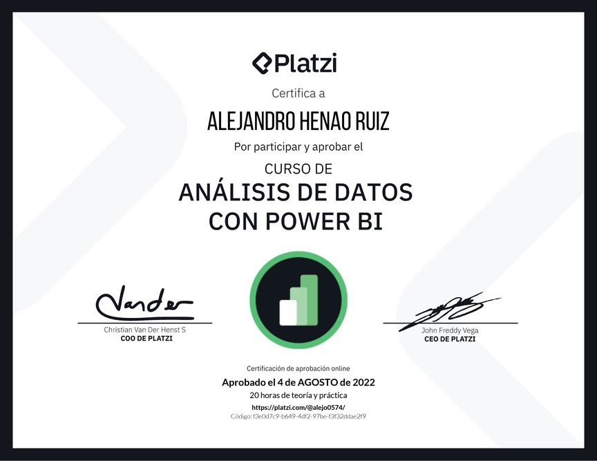 Diploma del Curso de Análisis de Datos con Power BI