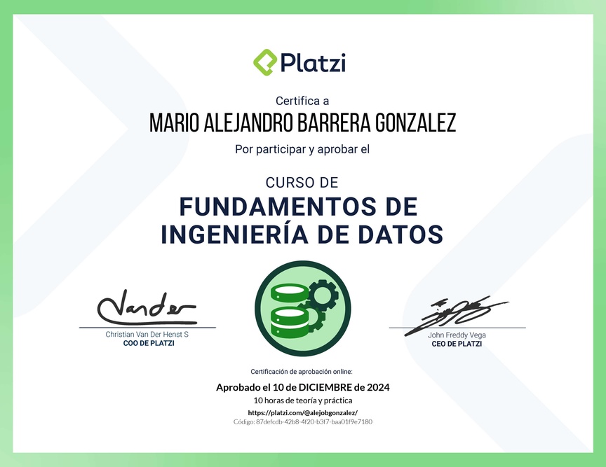 Diploma del Curso de Fundamentos de Ingeniería de Datos