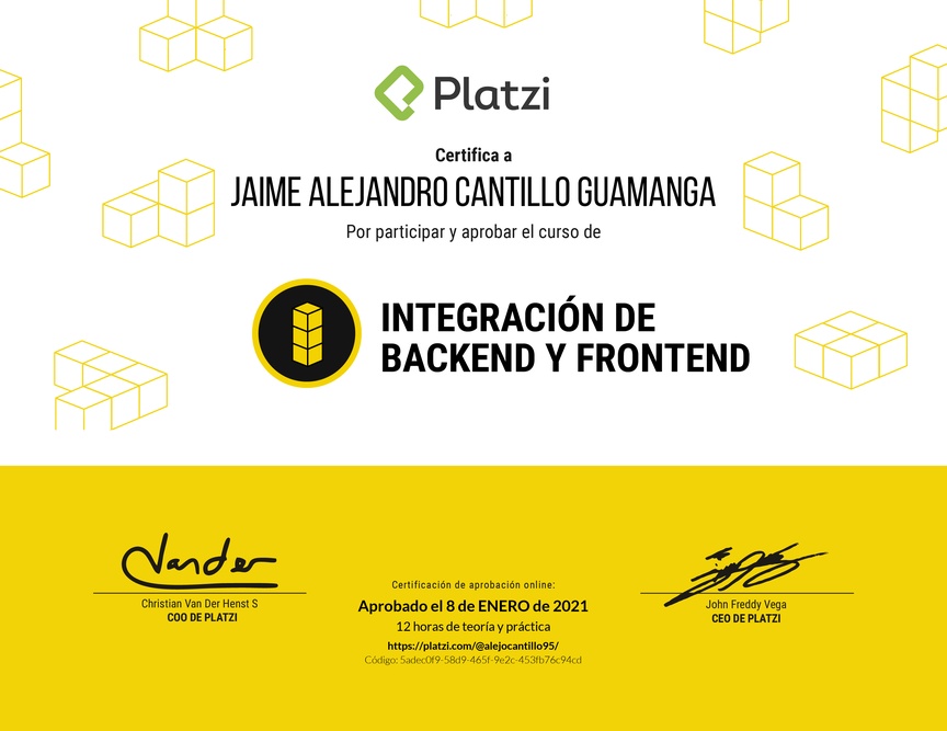 Diploma del Curso de Integración de Backend y Frontend