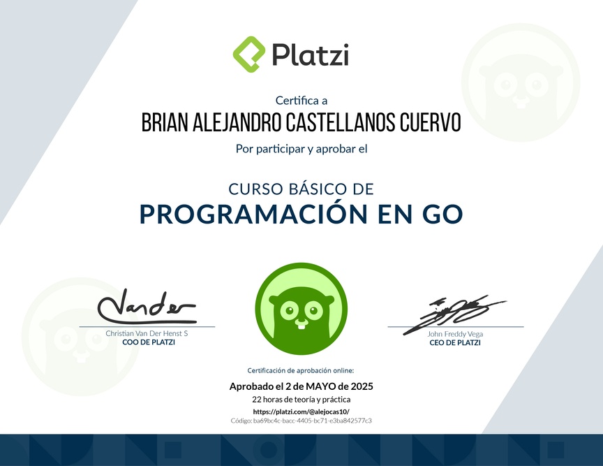 Diploma del Curso Básico de Programación en Go