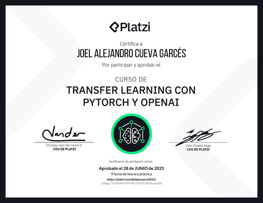 Diploma del Curso de Transfer Learning con Pytorch y OpenAI