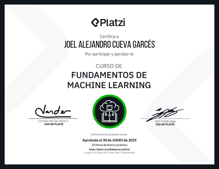 Diploma del Curso de Fundamentos de Machine Learning