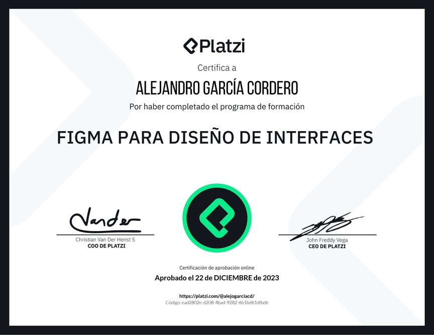 Diploma de la Ruta de Aprendizaje de Figma para Diseño de Interfaces