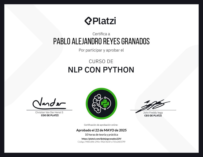 Diploma del Curso de NLP con Python