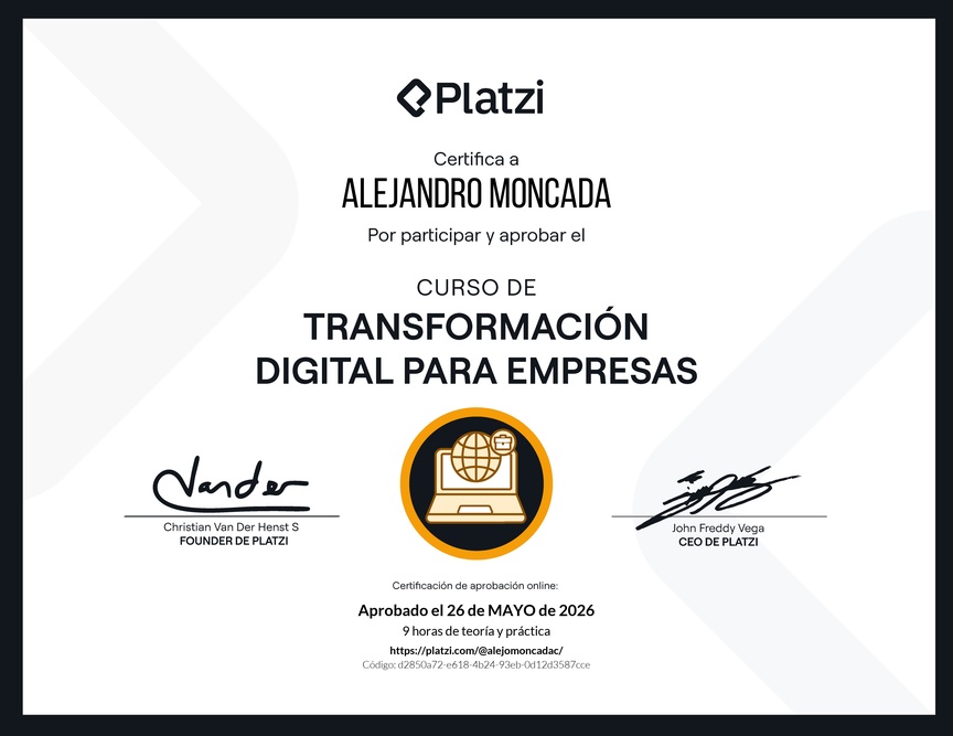 Diploma del Curso de Transformación Digital para Empresas