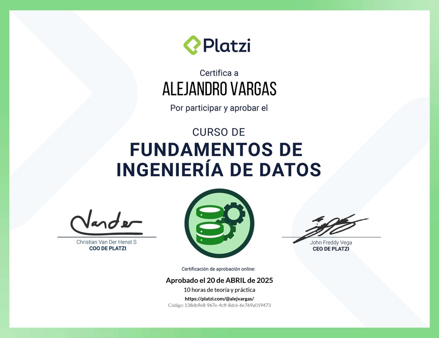Diploma del Curso de Fundamentos de Ingeniería de Datos