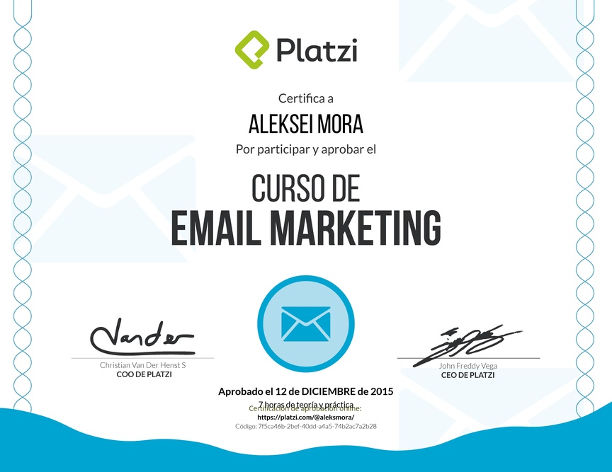 Diploma del Curso de Email Marketing 2015