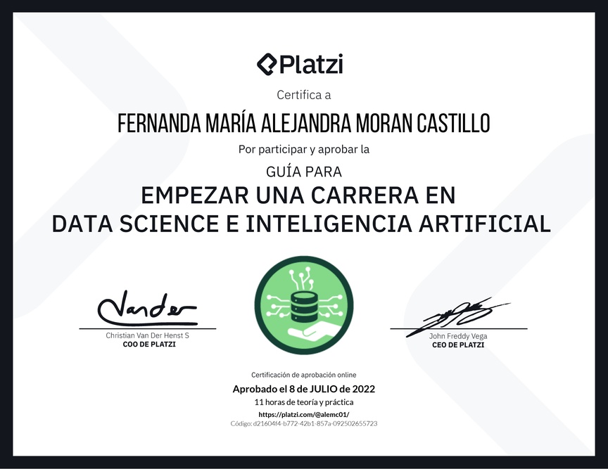 Diploma de Guía para Empezar una Carrera en Data Science e Inteligencia Artificial