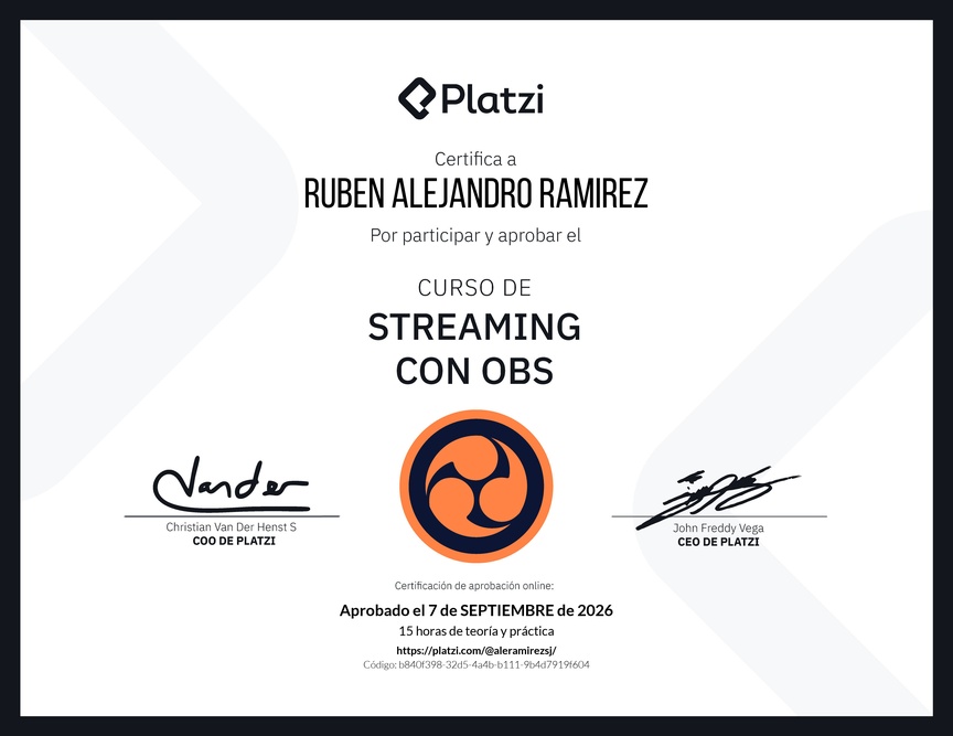 Diploma del Curso de Streaming con OBS