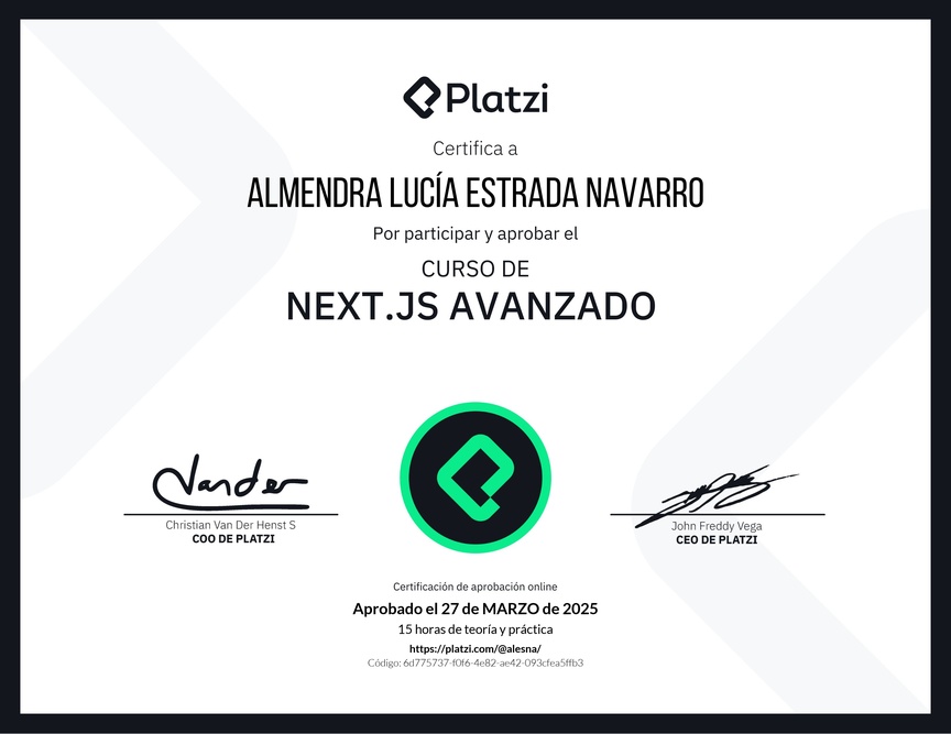 Diploma del Curso de Next.js Avanzado