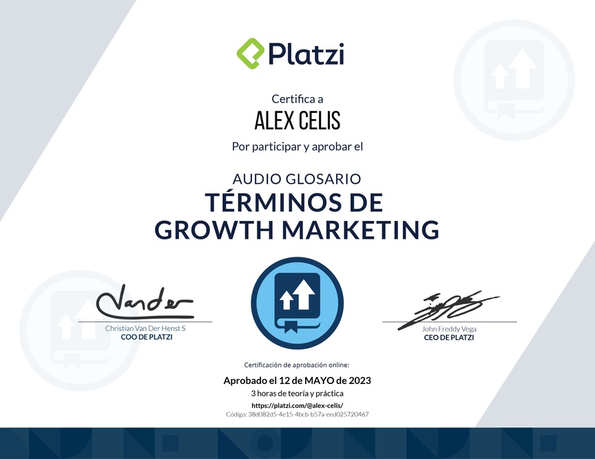 Diploma de Audioglosario: Aprende los Términos Básicos de Growth Marketing