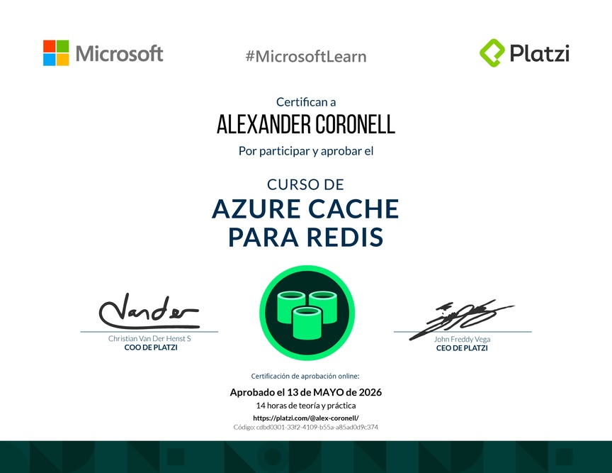Diploma del Curso de Azure Cache para Redis