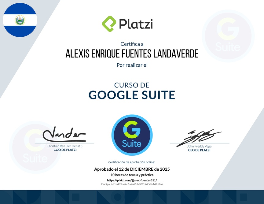 Diploma del Curso de Google Suite