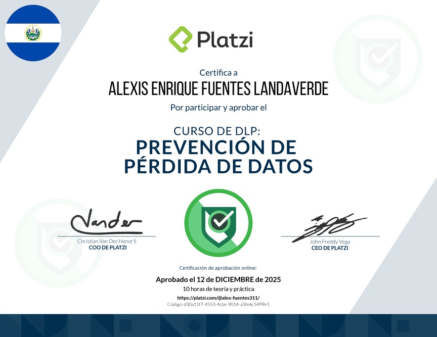 Diploma del Curso de DLP: Prevención de Pérdida de Datos