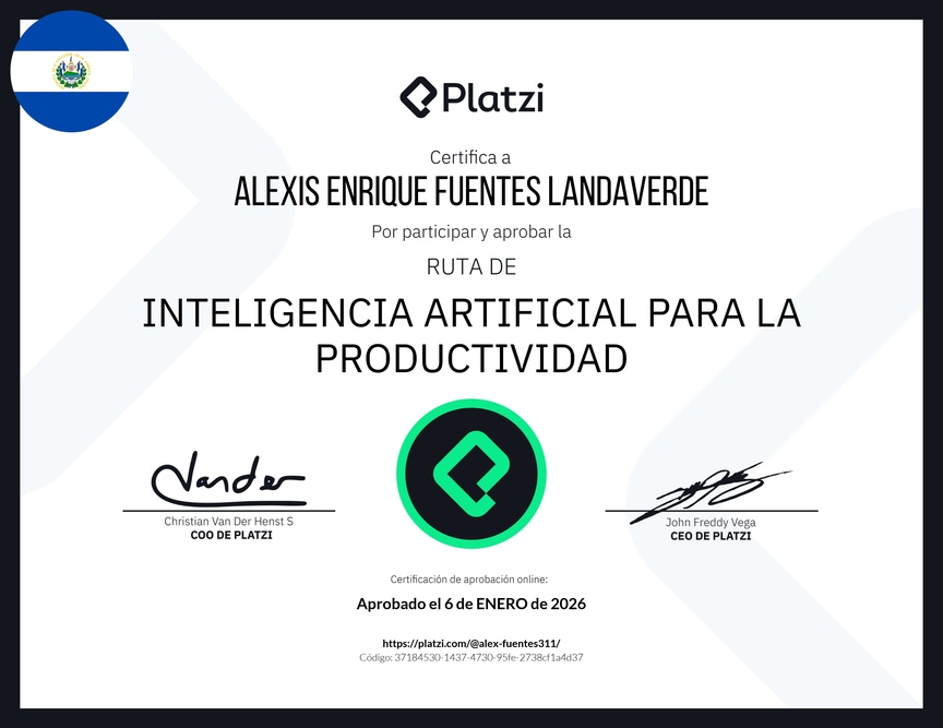 Diploma de la Ruta de Aprendizaje de Inteligencia Artificial para la Productividad