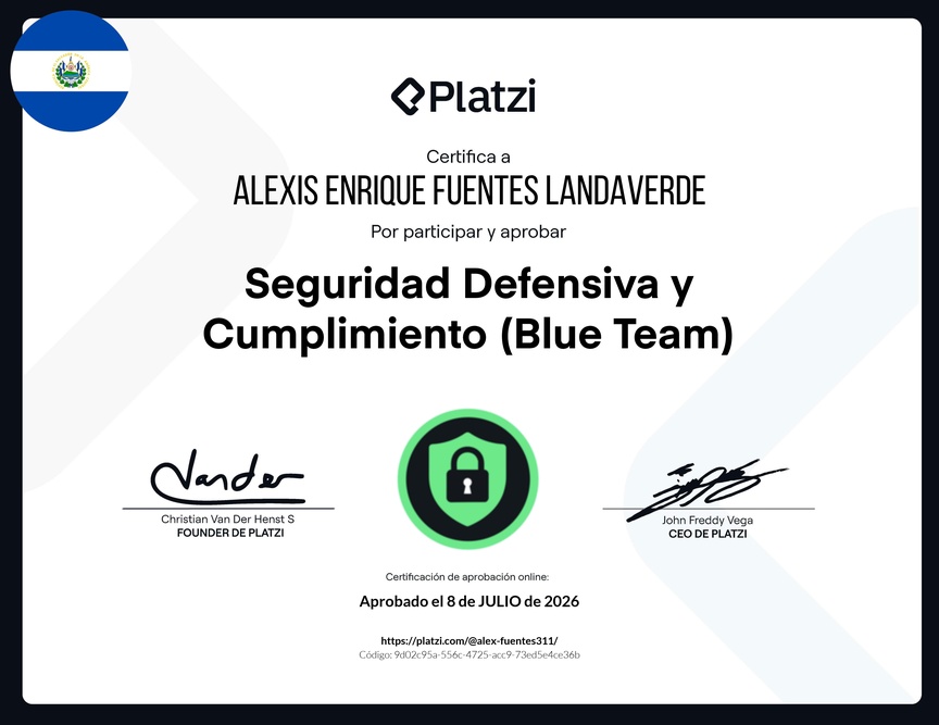 Diploma de la Ruta de Aprendizaje de Seguridad Defensiva y Cumplimiento (Blue Team)
