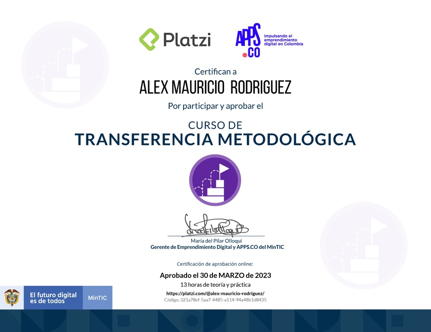Diploma del Curso de Transferencia Metodológica