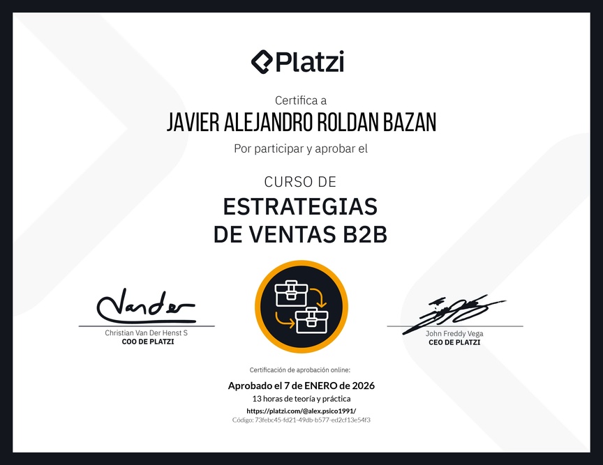 Diploma del Curso de Estrategias de Ventas B2B