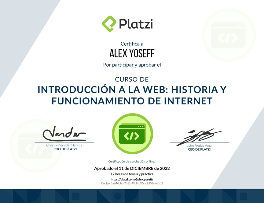 Diploma del Curso de Introducción a la Web: Historia y Funcionamiento de Internet