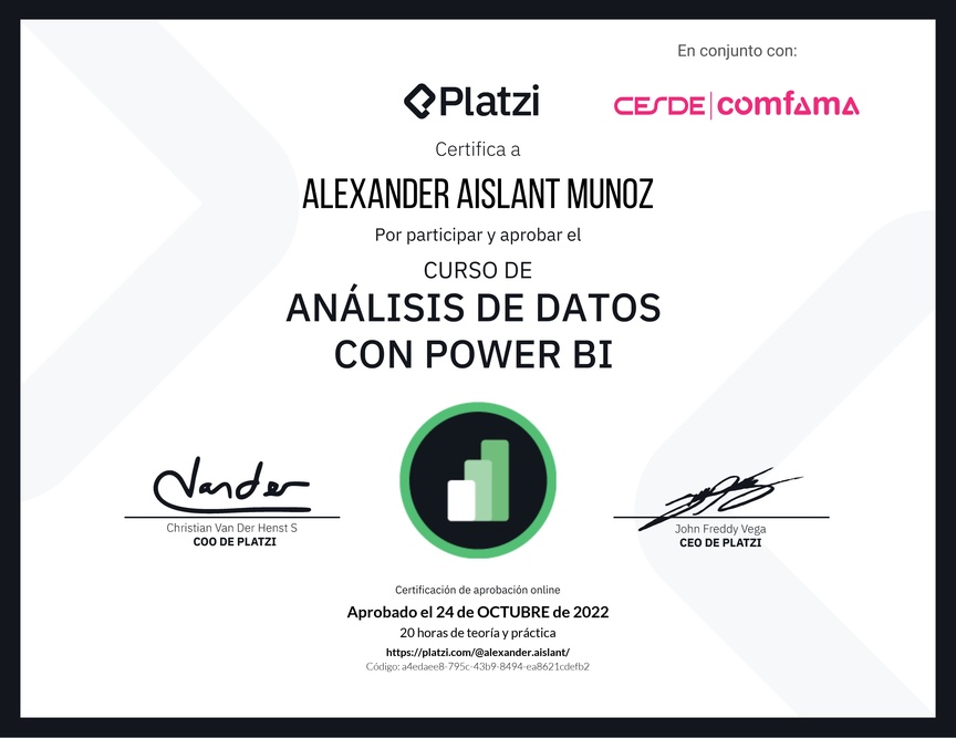 Diploma del Curso de Análisis de Datos con Power BI