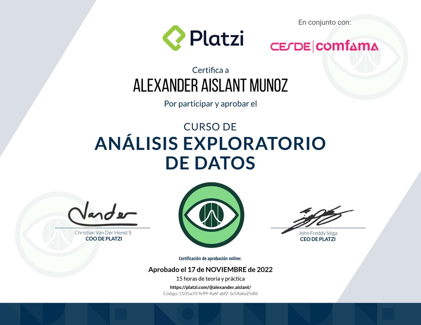 Diploma del Curso de Análisis Exploratorio de Datos