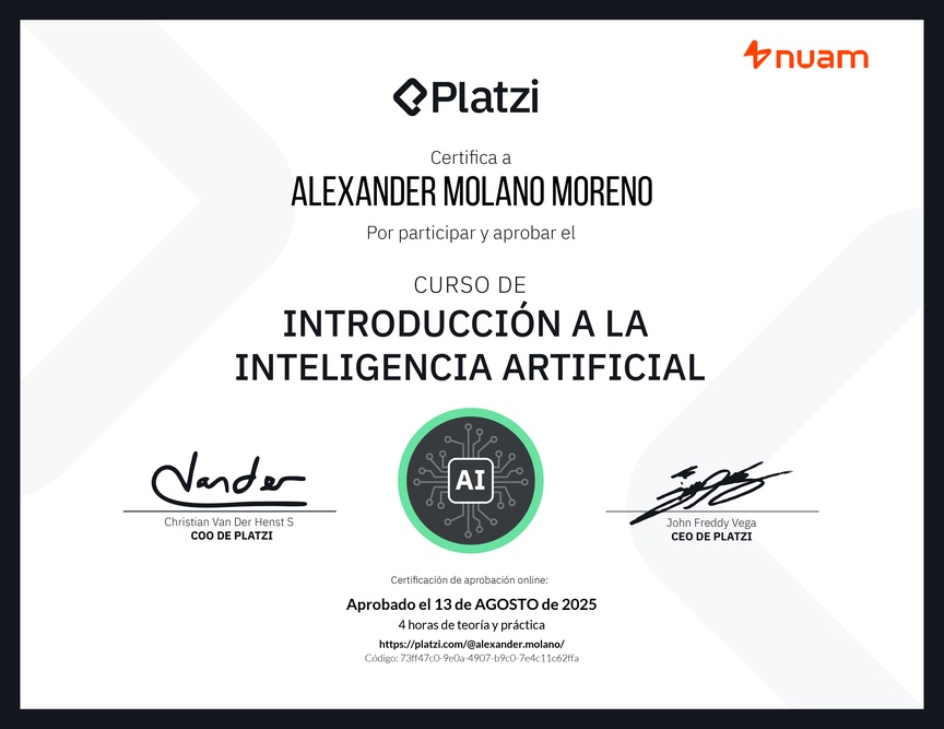 Diploma del Curso Gratis de Introducción a la Inteligencia Artificial