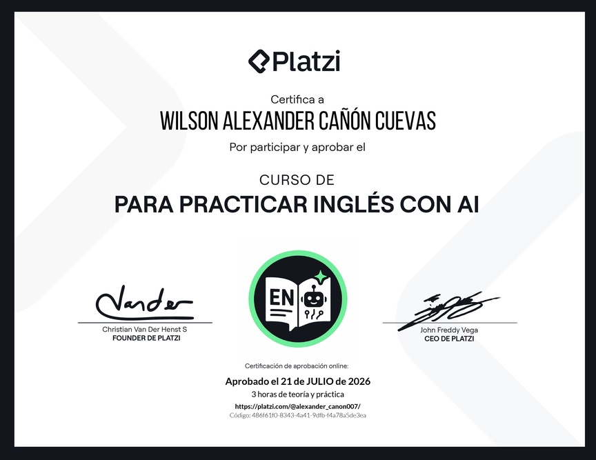 Diploma del Curso para Practicar Inglés con AI