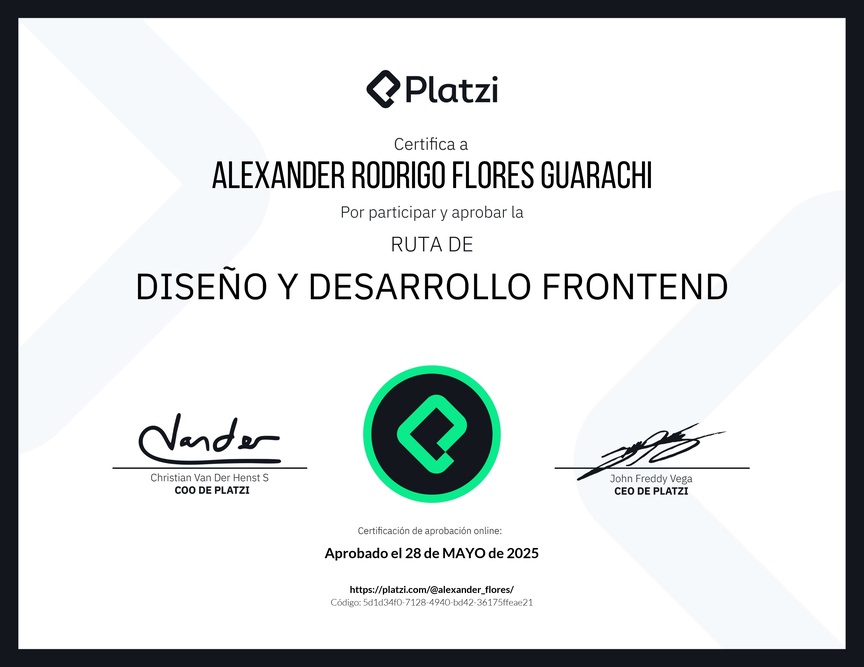 Diploma de la Ruta de Aprendizaje de Diseño y Desarrollo Frontend