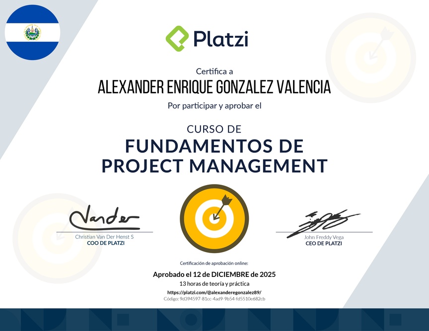 Diploma del Curso de Fundamentos de Project Management