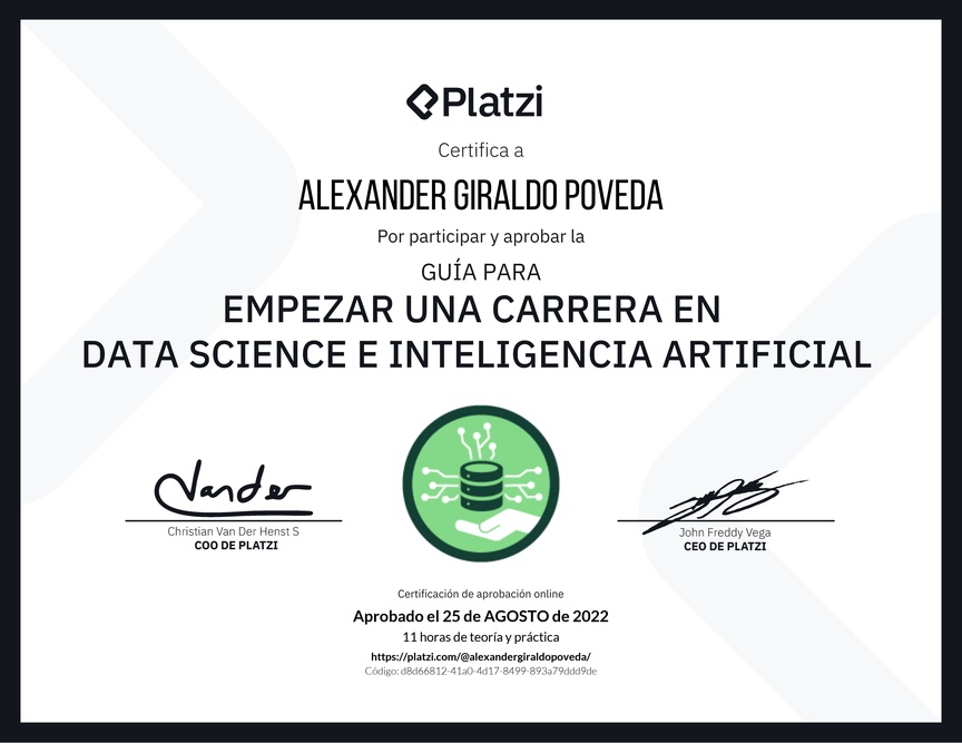 Diploma de Guía para Empezar una Carrera en Data Science e Inteligencia Artificial
