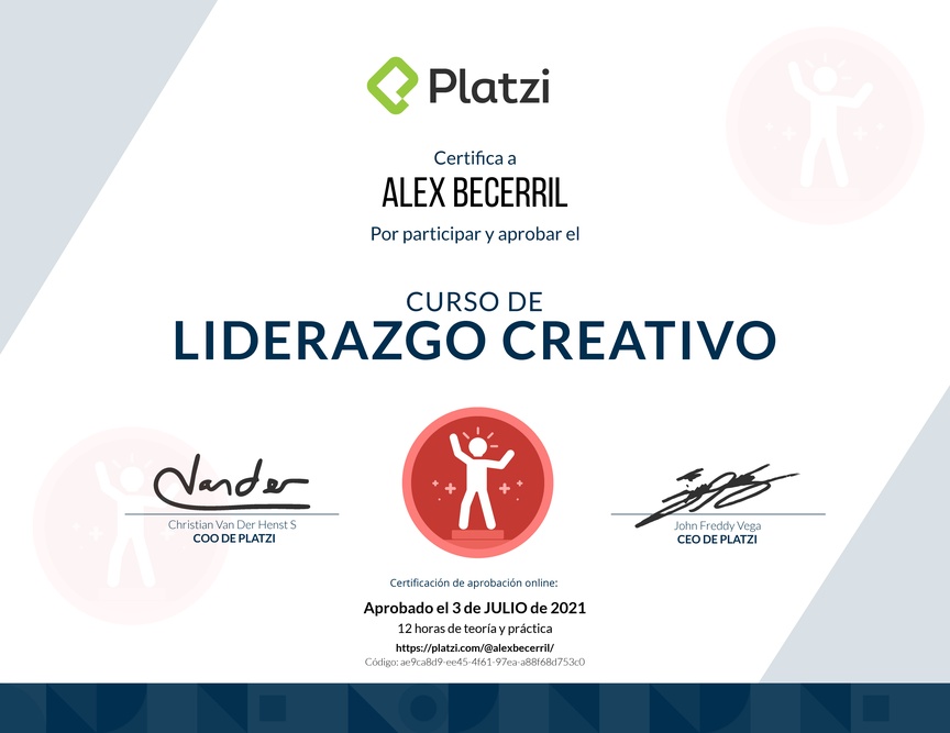 Diploma del Curso de Liderazgo Creativo