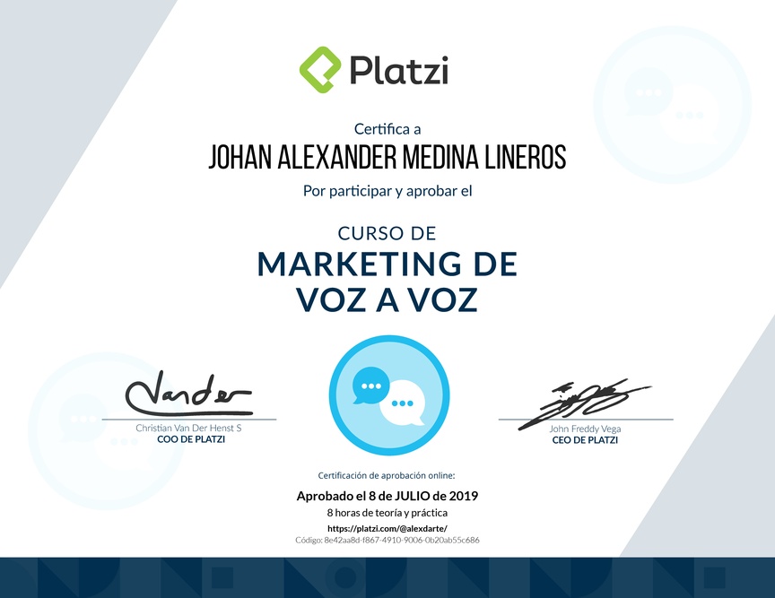 Diploma del Curso Gratis de Marketing Voz a Voz 2016