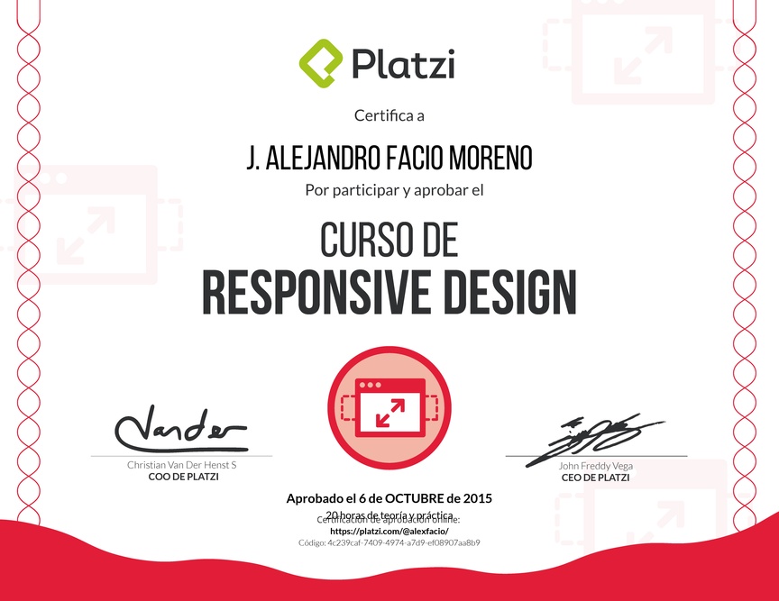 Diploma del Curso de Responsive Design 2015