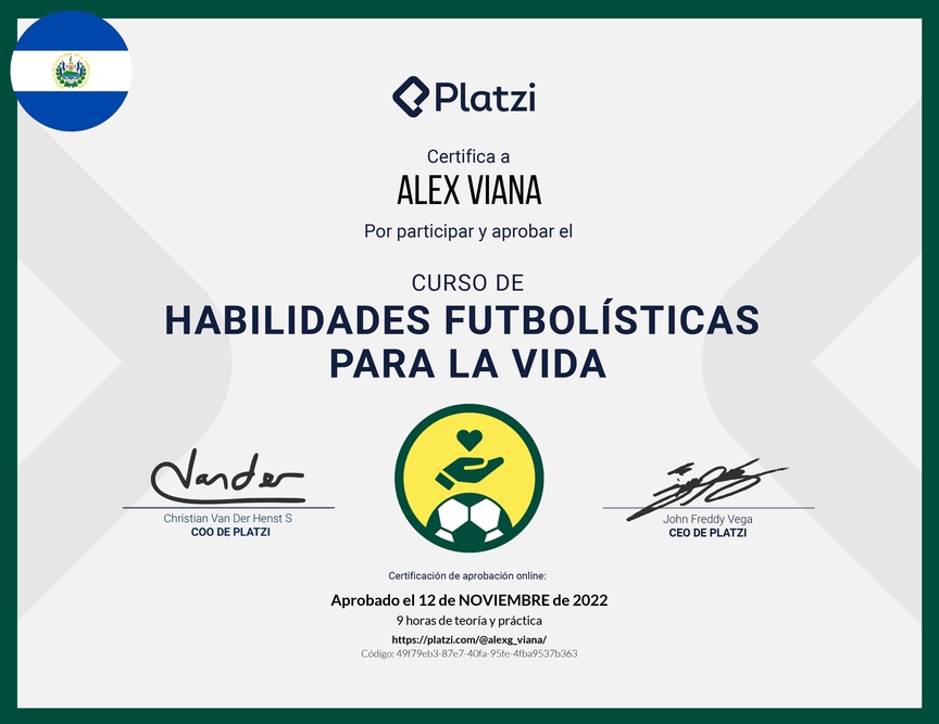 Diploma del Curso de Lecciones del Fútbol para Aprender Habilidades Blandas