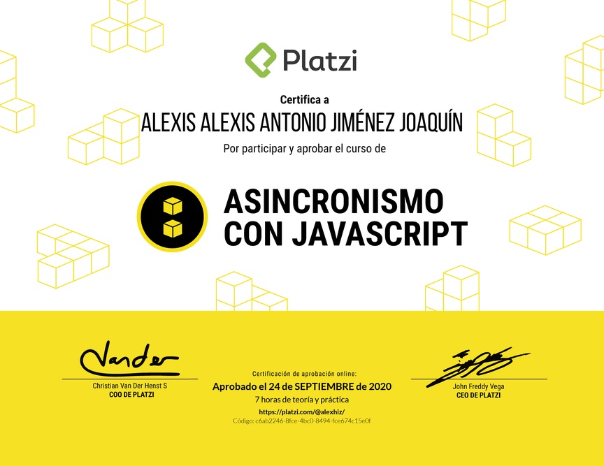 Diploma del Curso de Asincronismo con JavaScript 2019