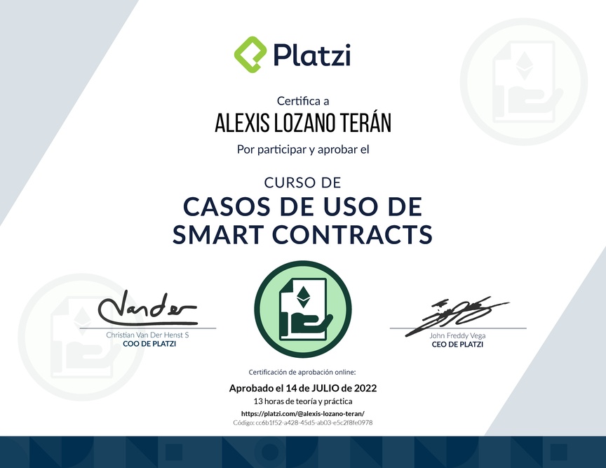 Diploma del Curso de Casos de Uso de Smart Contracts
