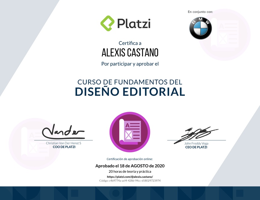Diploma del Curso de Fundamentos del Diseño Editorial: Publicaciones Impresas y Digitales