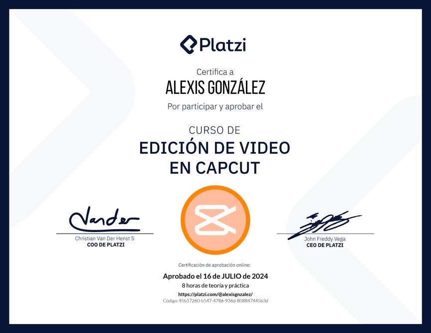 Diploma del Curso de Edición de Video con Capcut