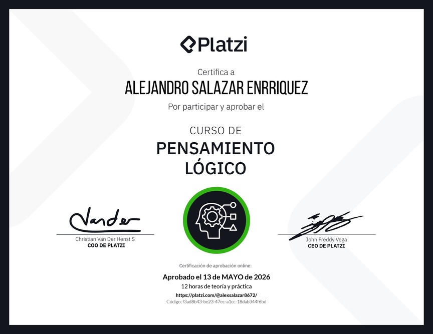 Diploma del Curso de Pensamiento Lógico