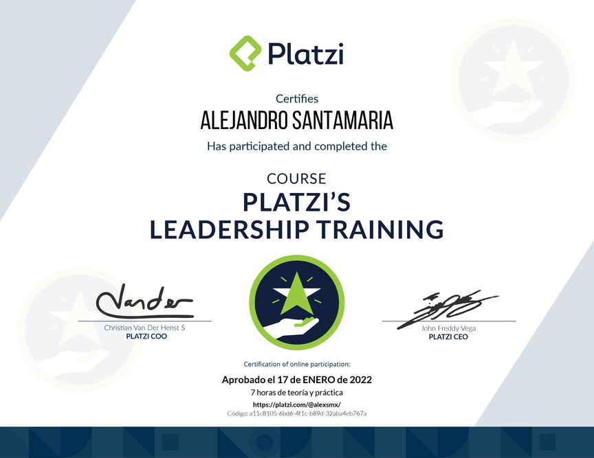 Diploma de Platzi’s Leadership Training