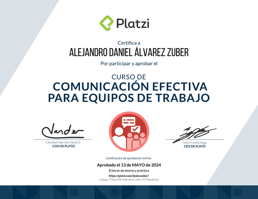 Diploma del Curso de Comunicación Efectiva para Equipos de Trabajo