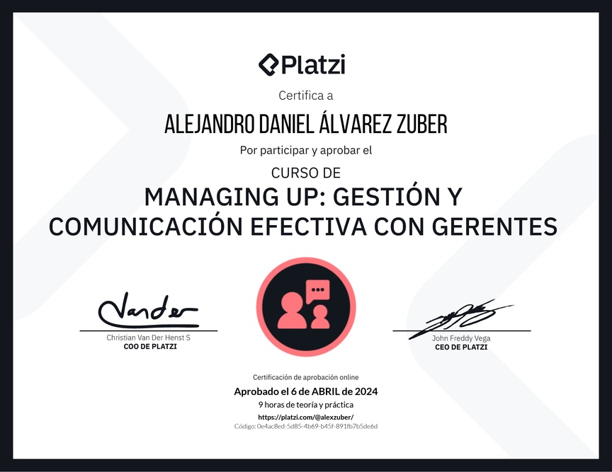 Diploma de Audiocurso de Managing Up: Gestión y Comunicación Efectiva con Gerentes