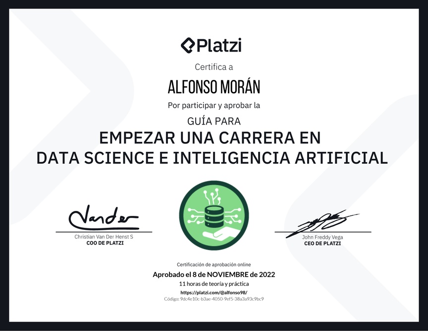 Diploma de Guía para Empezar una Carrera en Data Science e Inteligencia Artificial
