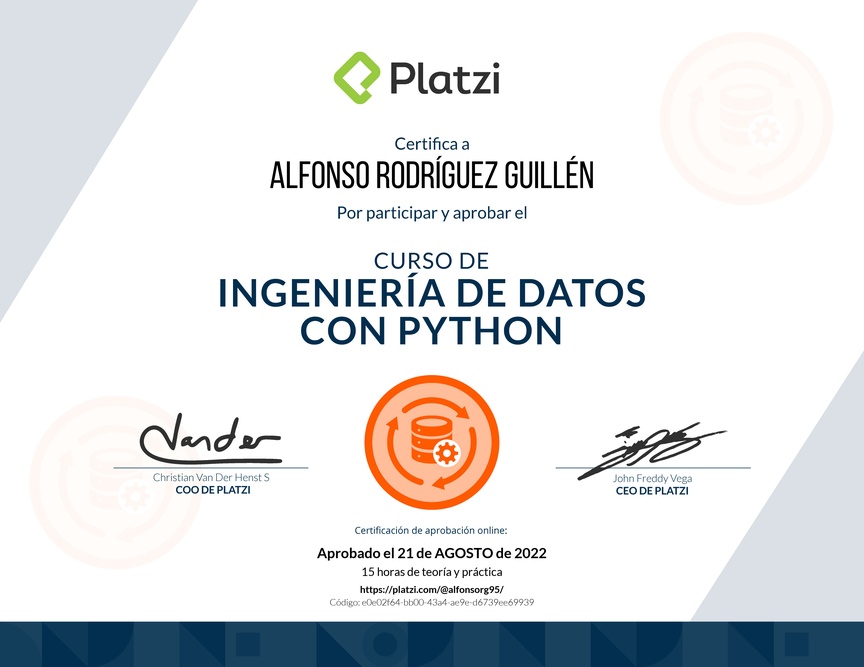 Diploma del Curso de Ingeniería de Datos con Python