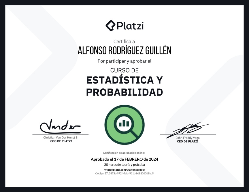 Diploma del Curso de Estadística y Probabilidad