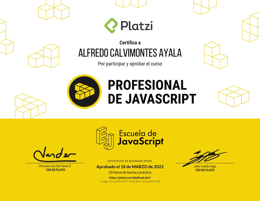 Diploma del Curso Profesional de JavaScript